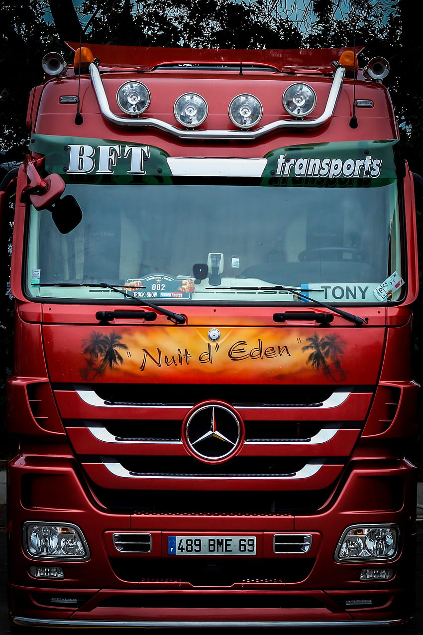 Truck Scania, autumn red truck HD phone wallpaper