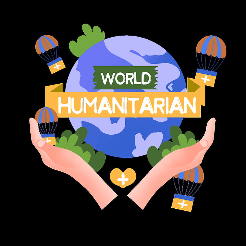 Cartoon Hand Drawn Blue Earth World Humanitarian Day, world humanitarian day 2021 HD phone wallpaper