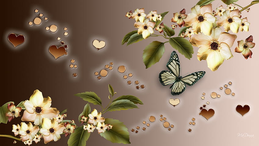 brown flower ,butterfly,moths and butterflies,flower,insect,plant, brown flowers HD wallpaper
