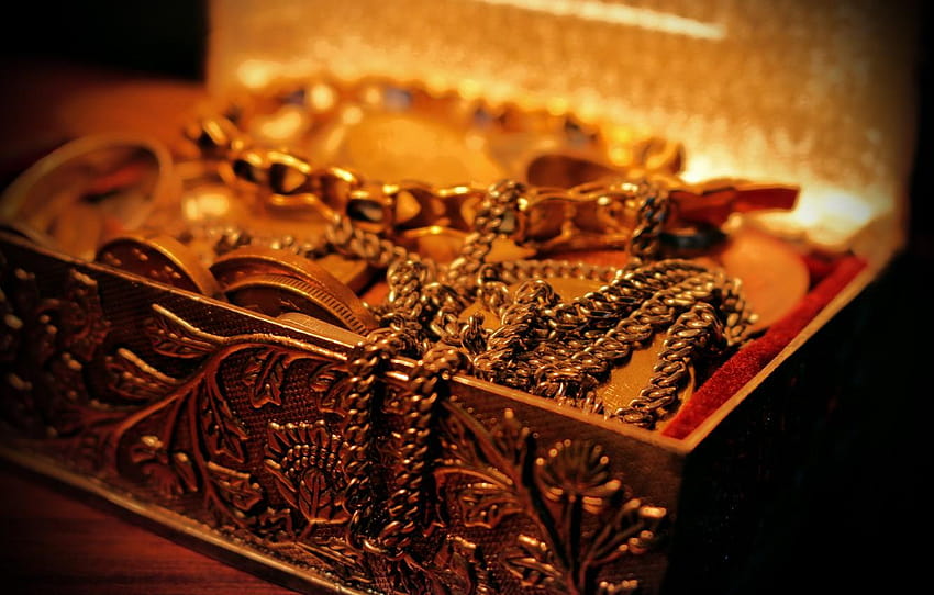 oro, denaro, anello, oro, catena, tesoro, ricchezza, denaro Sfondo HD