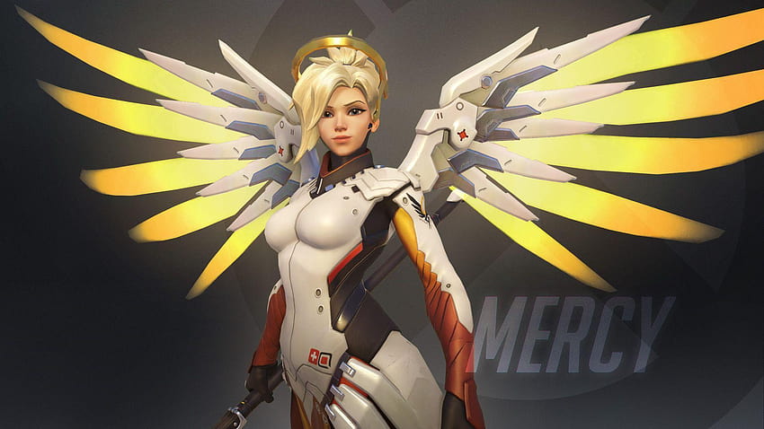 Papel de parede : Mercy Overwatch, videogames, Personagens de videogame,  Meninas de jogos de vídeo, mulheres, Menina de fantasia, Loiras, Boinas,  armaduras, Asas, olhos azuis, Olhando para o espectador, Sardas, Brilhante,  Profundidade