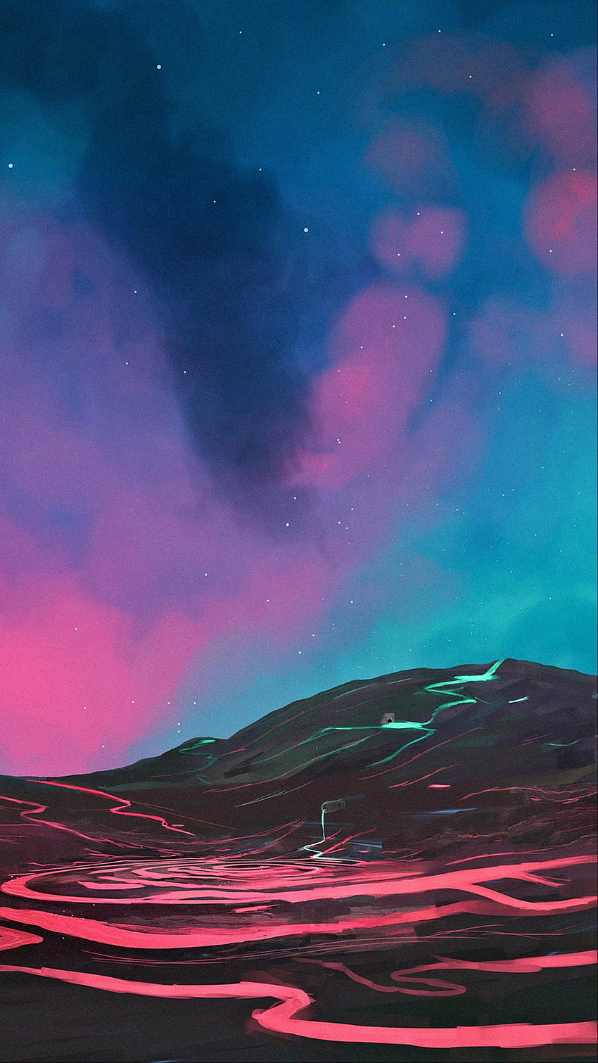 best for mobile ,sky,nature,pink,aurora,purple, nature neon HD phone wallpaper
