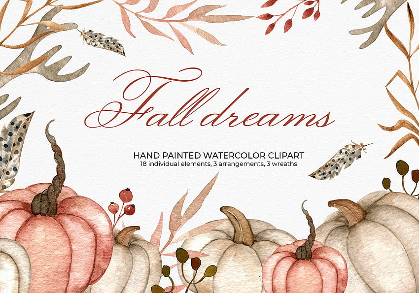 Watercolor Pumpkins, Antlers, Feathers Graphic by RedDotsHouse · Creative Fabrica, autumn pumpkin watercolor HD wallpaper