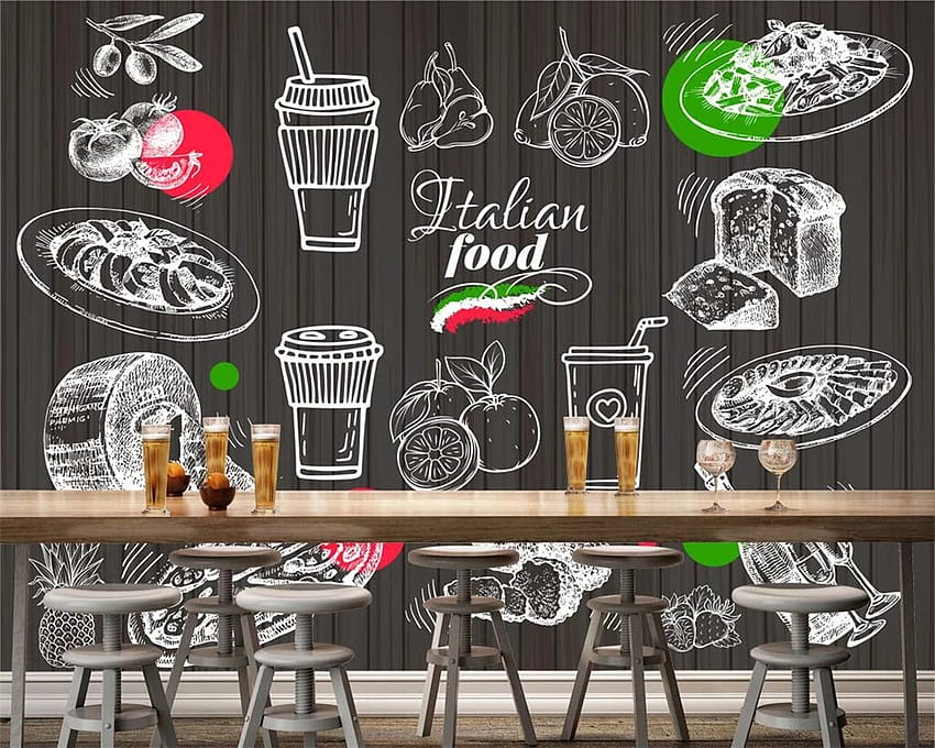 Beibehang Suco de Verão Personalizado Leite Chá Sobremesa Parede Restaurante Fast Food Restaurante Fundos Mural 3d papel de parede HD