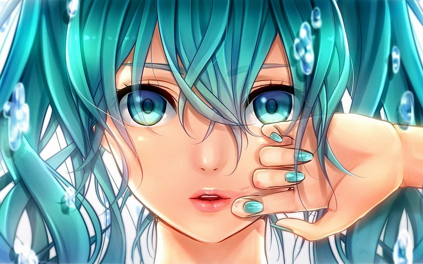 Blue Hair Furry Bow Anime Art - wide 2
