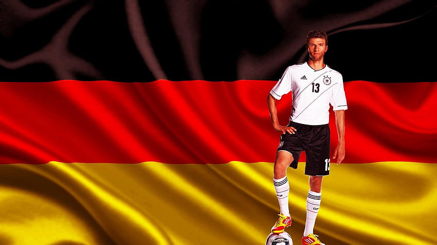 1900x1068 thomas muller with german flag awesome cool, awesome germany HD wallpaper
