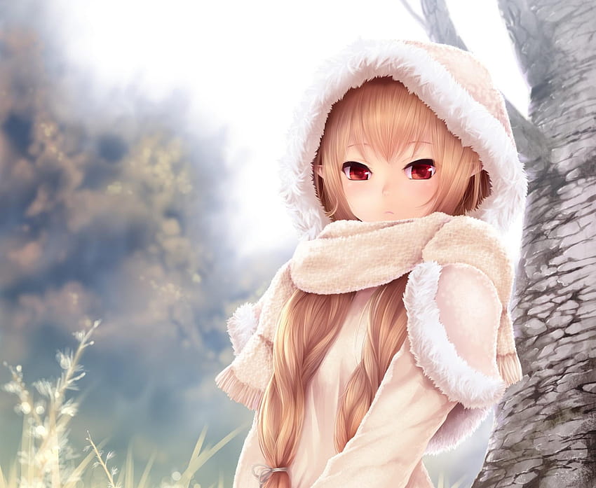graphy of anime woman elf with hoodie illustration, anime hoodie HD wallpaper