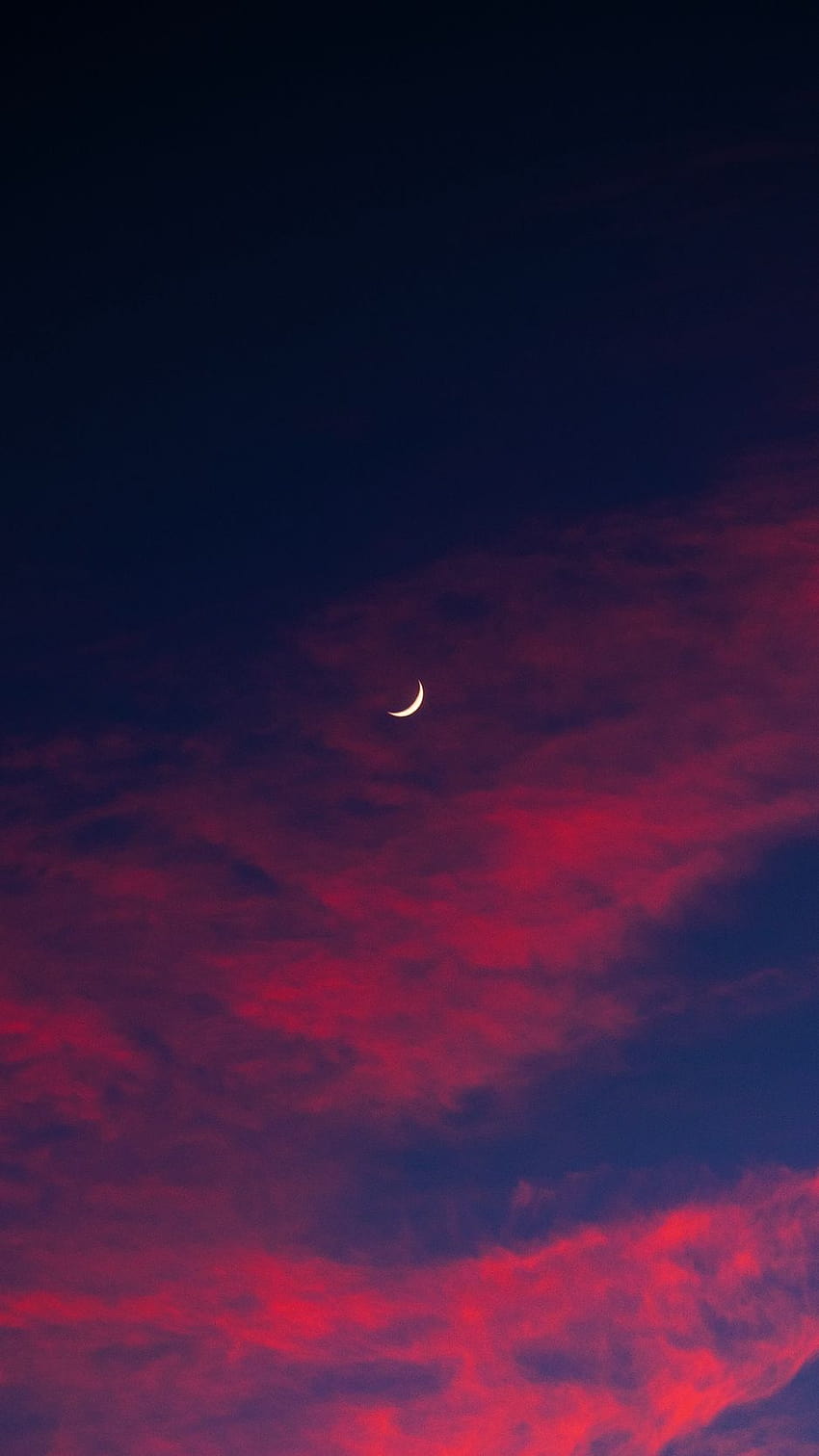 938x1668 crescent, moon, sky, clouds, night, iphone crescent moon HD phone wallpaper