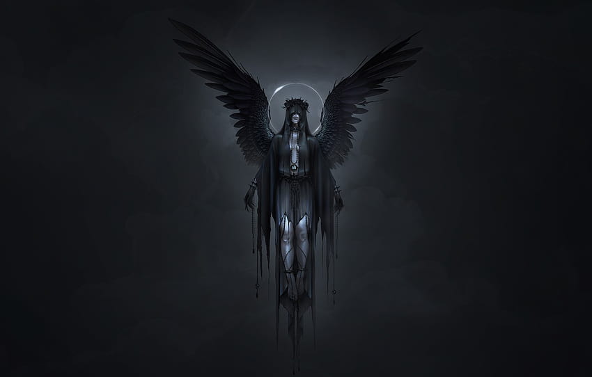 Girl, Angel, Style, Girl, Wings, Darkness, Fantasy, Art, Art, Neville Dsouza, Darkness, Style, Fiction, Fiction, Angel, Wings , section фантастика, girl with wings HD wallpaper