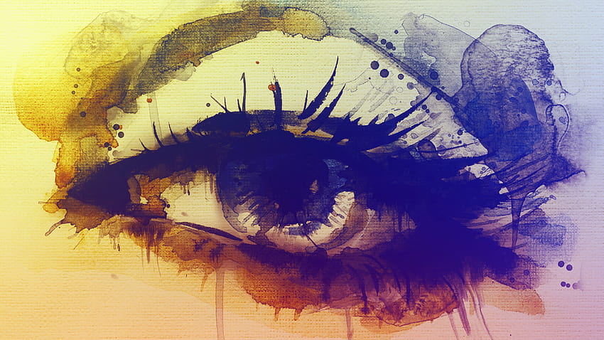 : drawing, colorful, painting, illustration, eyes, closeup, crying, canvas, pulip, apple of the eye, ART, sketch, modern art, acrylic paint, watercolor paint 3500x1969, eye art HD wallpaper