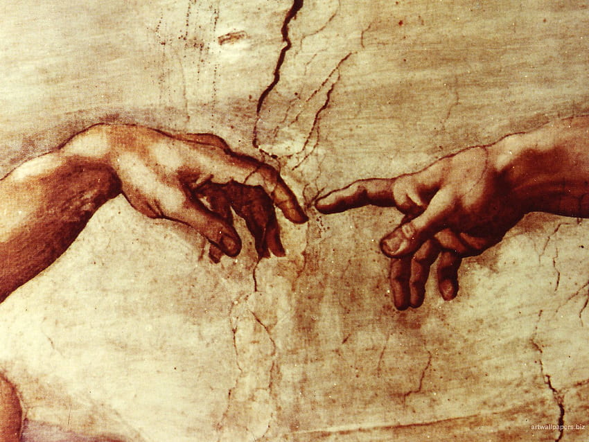 2 картини на Микеланджело : , за компютър и, създаването на Адам HD тапет