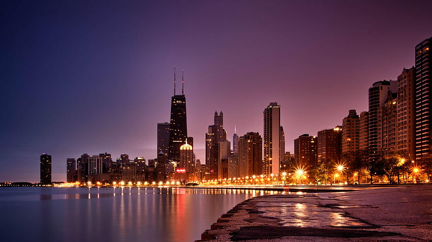 North Avenue Beach Sunrise, panorámica de Chicago fondo de pantalla