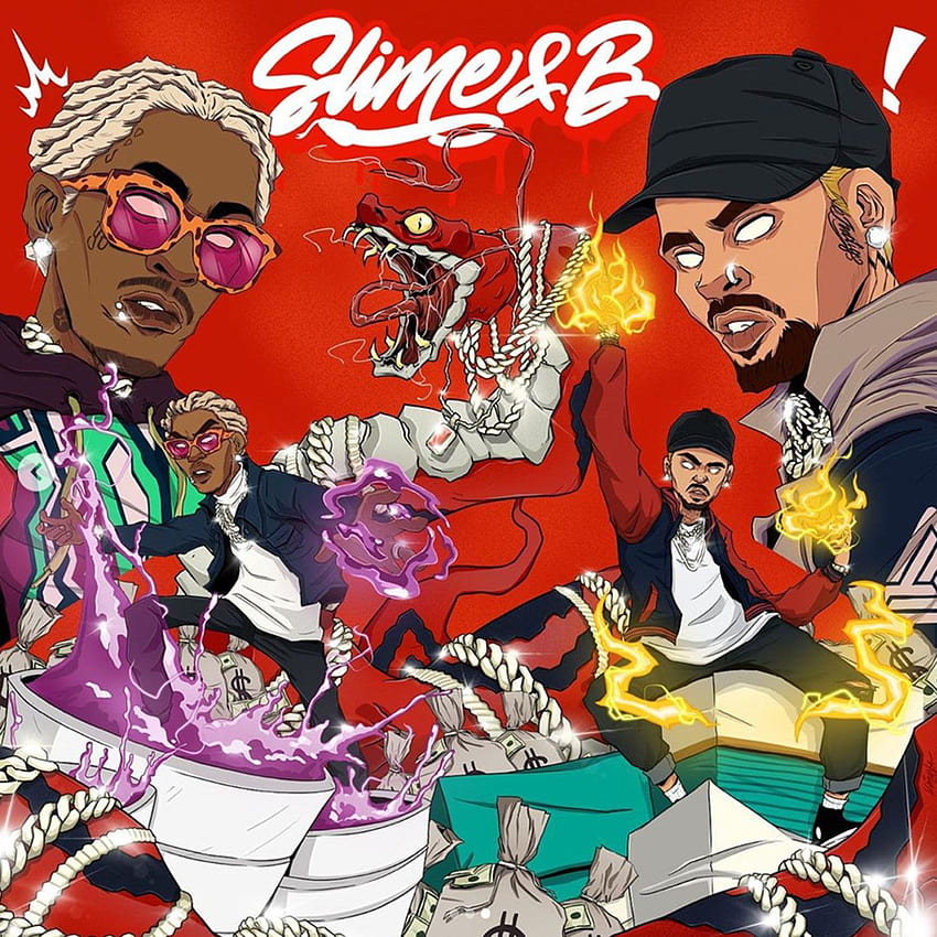 Posłuchaj składanki „Slime & B” Chrisa Browna i Young Thuga, czarnego anime Chrisa Browna Tapeta na telefon HD