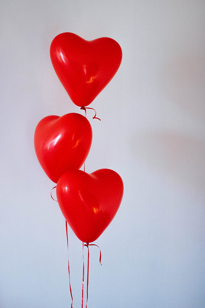 Three Red Heart Balloons · Stock HD phone wallpaper