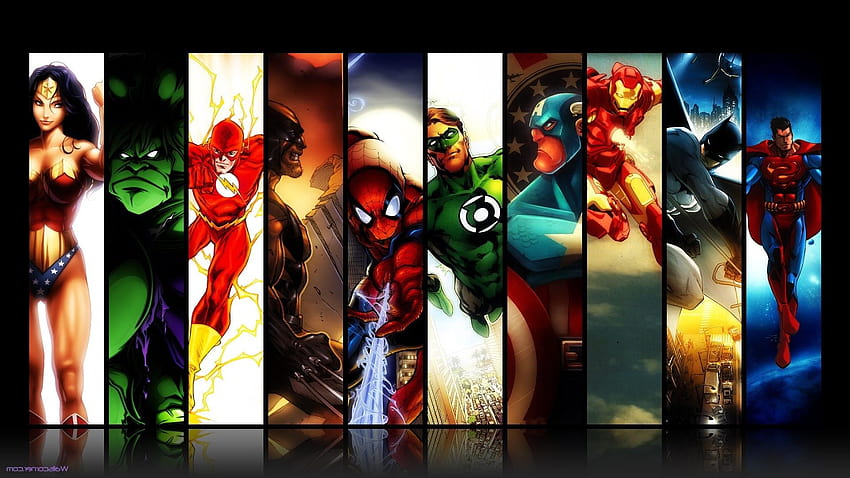 DC Comics, Batman, Iron Man, Spider Man, Green Lantern, Capitán América, Wolverine, The Flash, Hulk, Wonder Woman y s móviles fondo de pantalla