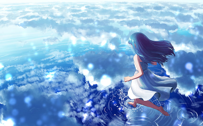 Papel de parede : Anime, Meninas anime, agua, floresta, céu