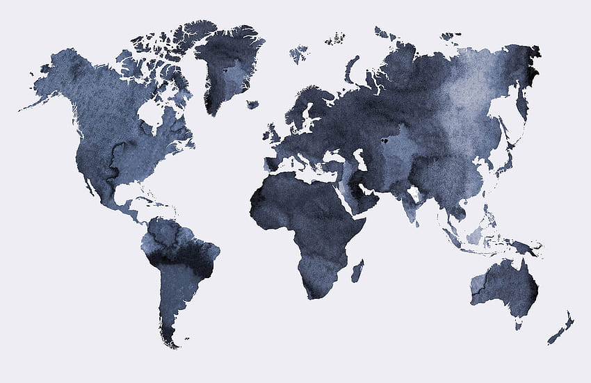 Стенопис с акварелна карта на света, акварел HD тапет