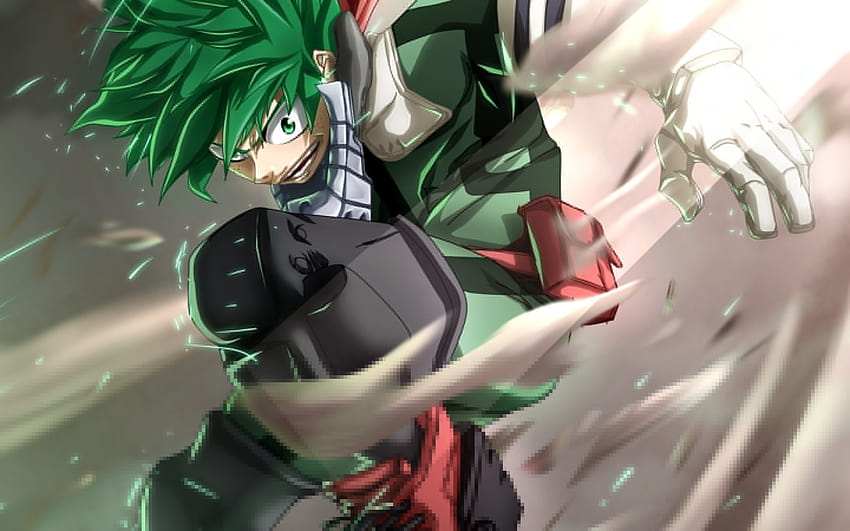Green Hair, Anime Boy, Izuku Midoriya, anime guy green HD wallpaper