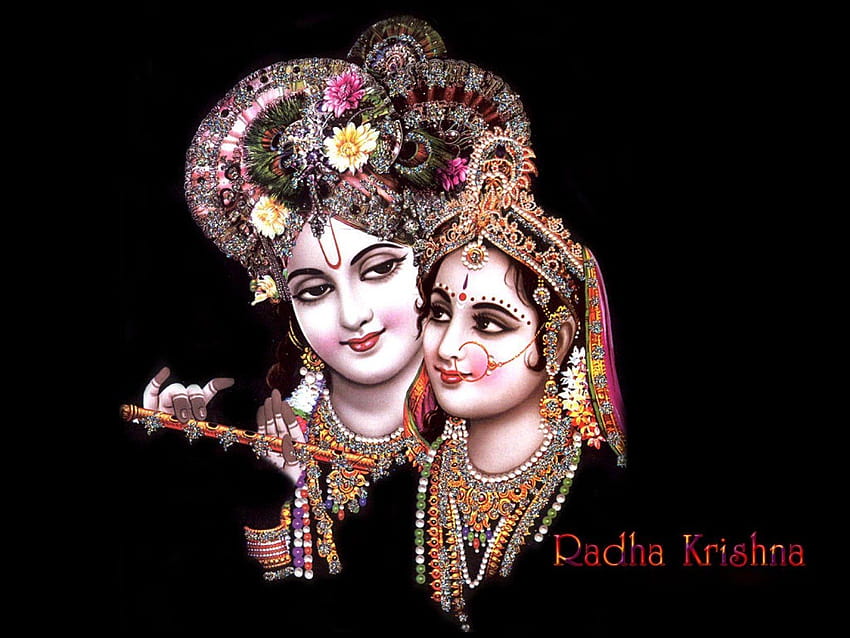 Lord Radha Krishna w czarnym plakacie tematycznym, Shree Krishna Tapeta HD