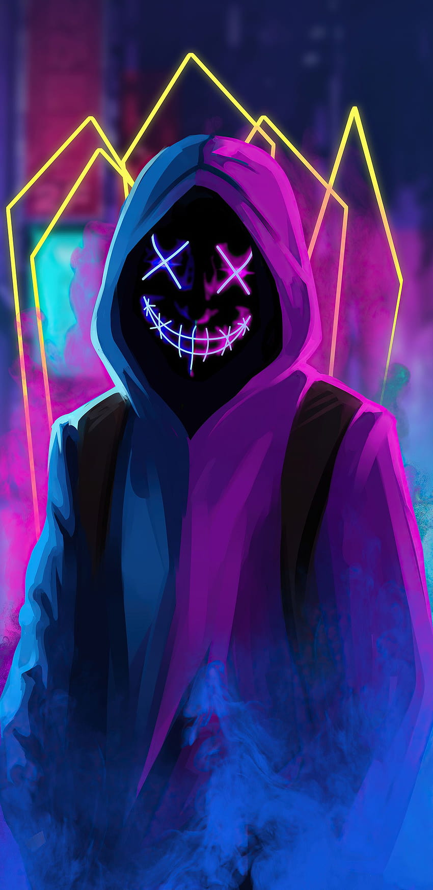 1440X2960 Mask Neon Guy Samsung Galaxy Note 9,8, S9,S8,S Q , Backgrounds,  And, Purple Man Hd Phone Wallpaper | Pxfuel