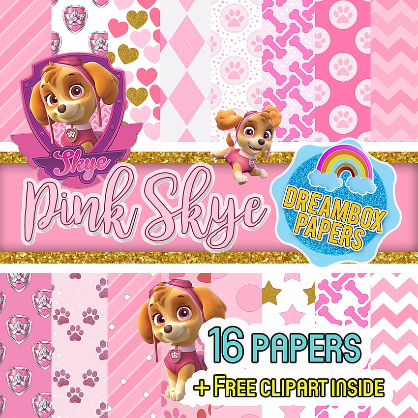 Pink Skye Papeles Digitales Patrulla Canina Clipart fondo de pantalla del teléfono