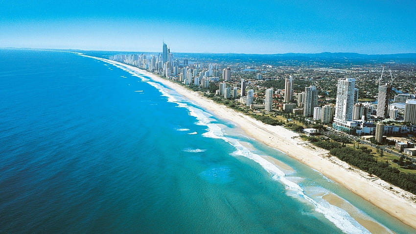 paesaggio urbano e sfondi della costa del mare dell'australia, costa d'oro Sfondo HD