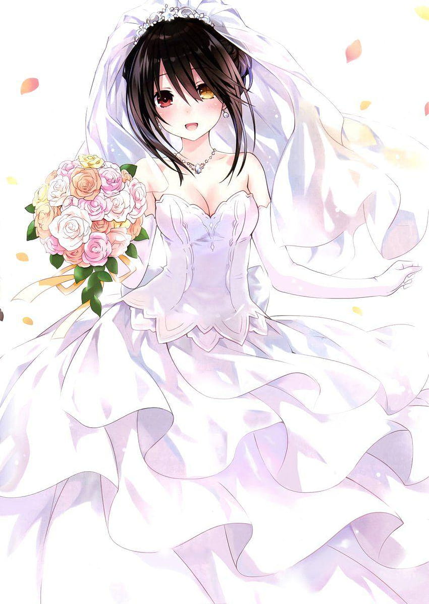 Kurumi dalam gaun pengantin Date a Live, pernikahan gadis anime wallpaper ponsel HD