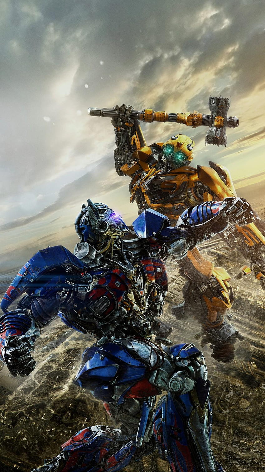 Bumblebee vs Optimus Prime Transformers The Last Knight มือถือ android ของ bumblebee วอลล์เปเปอร์โทรศัพท์ HD