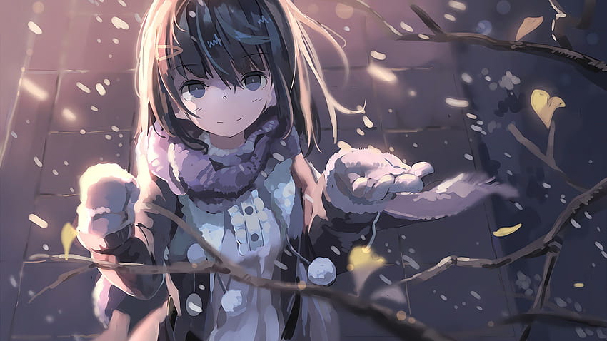 original characters, Anime girls, Winter / and Mobile Backgrounds, cute anime winter HD wallpaper