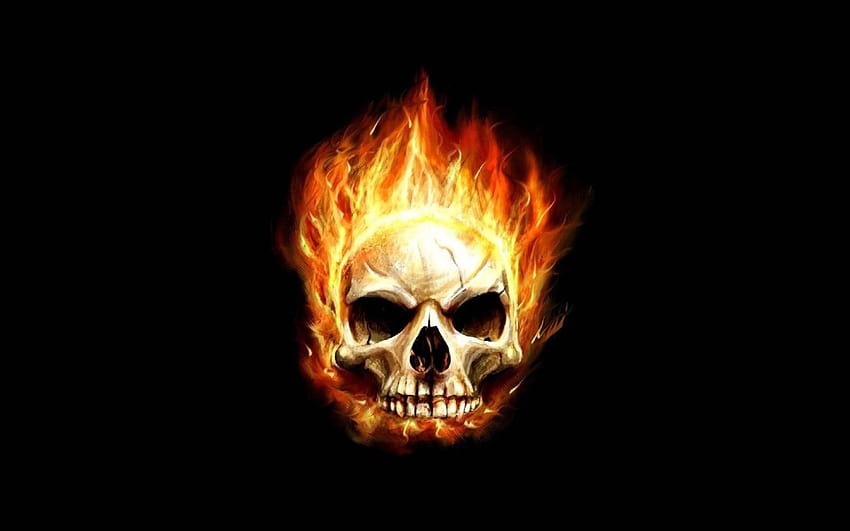 Skull Fire, fire full HD wallpaper