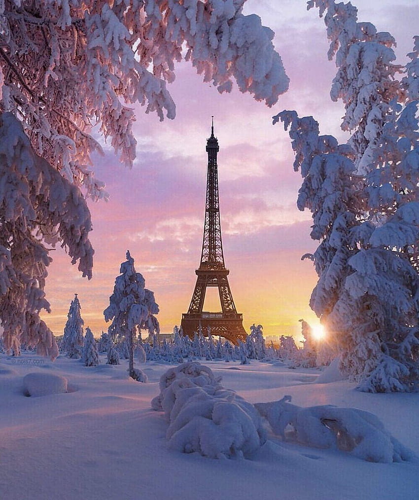 Paris coucher de soleil tour eiffel hiver, téléphone d'hiver paris Fond d'écran de téléphone HD