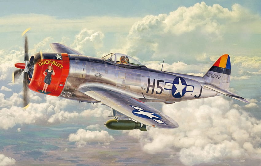 aircraft, war, art, airplane, painting, aviation, ww2, american fighter, P 47 Thunderbolt , section авиация HD wallpaper