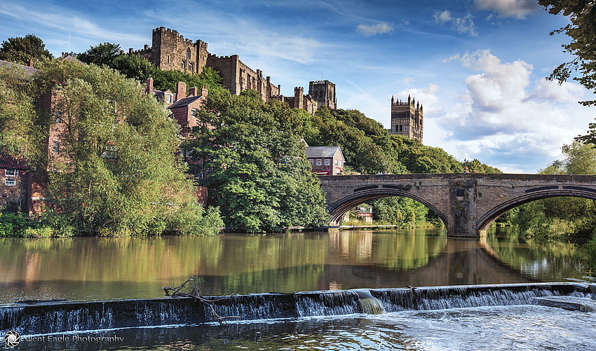 : landscape, waterfall, city, water, nature, building, reflection, grass, sky, plants, graphy, clouds, blue, castle, bridge, river, Canon, eagle, canal, cathedral, Bank, North, silent, tree, shadows, plant, east, agua, watercourse, durham HD wallpaper