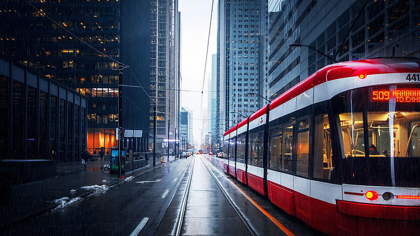 2560x1440 Tram In Downtown Toronto 1440P 해상도, 토론토 시 HD 월페이퍼