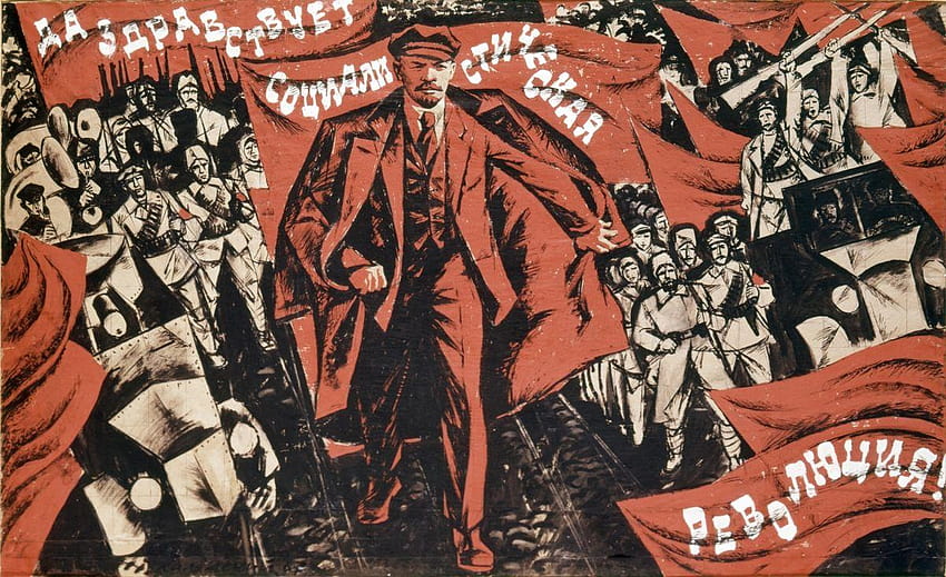 35 komunistycznych plakatów propagandowych ilustrujących sztukę i ideologię sowieckiej propagandy Tapeta HD