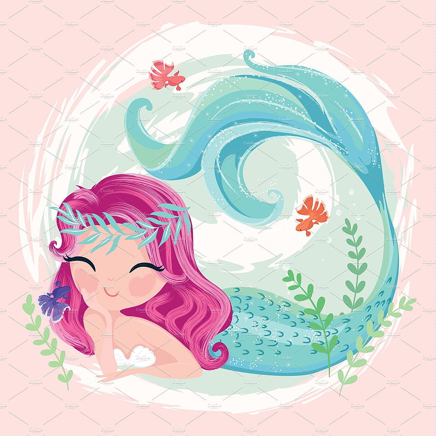 Cute mermaid girl.Mermaid pattern., baby mermaid HD phone wallpaper