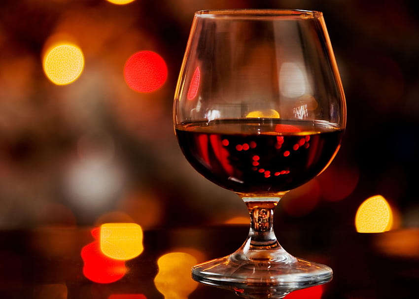 Cognac, Glass, Alcohol, Bokeh HD wallpaper