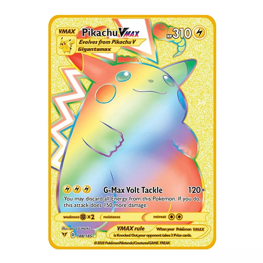 Pokemon Cards Gold Metal Vmax Energy Card Charizard Pikachu Rare Battle Trainer Card Child Toys, vmax raichu HD phone wallpaper
