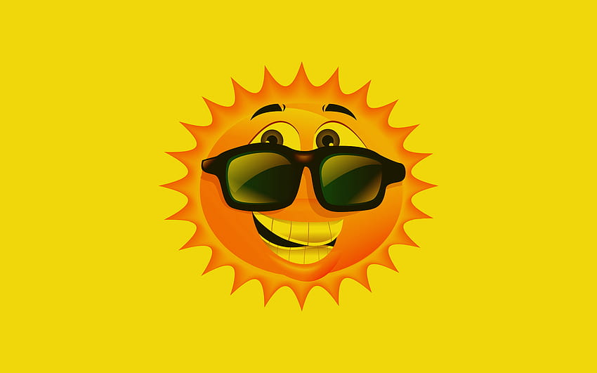 cartoon, Smile, Smiley, Sun, Summer, Seasons, Glasses, Sunglasses, Eyes, Art, Vector, Abstract / and Mobile Backgrounds, summer cartooon HD wallpaper