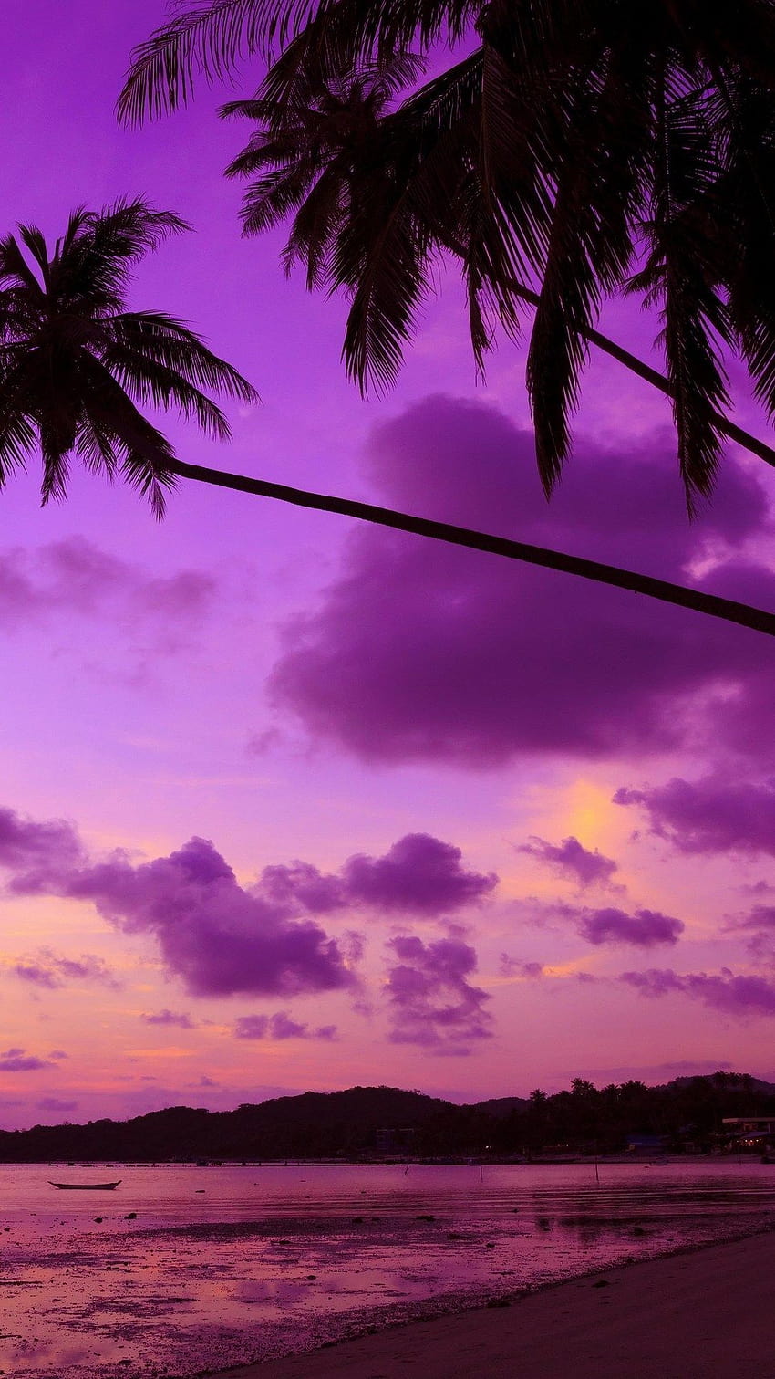 Purple Palm Tree In 1080x1920 Resolution, phone palm beach HD phone wallpaper