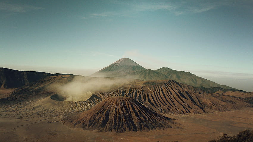 Bromo, Indonesia, volcano, sand, OS HD wallpaper