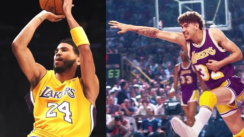 Jayson Tatum, LaMelo Ball visten a los Lakers morado y dorado en nuevo video de la NBA fondo de pantalla