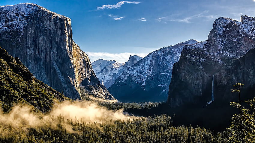 Yosemite National Park, yosemite valley morning fog HD wallpaper