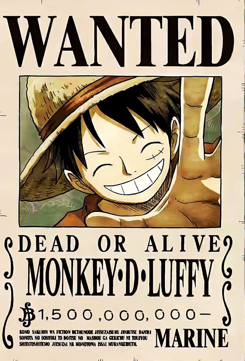 Plakat nagrody Luffy'ego za 1,5 miliarda, nagroda za jeden kawałek Tapeta na telefon HD