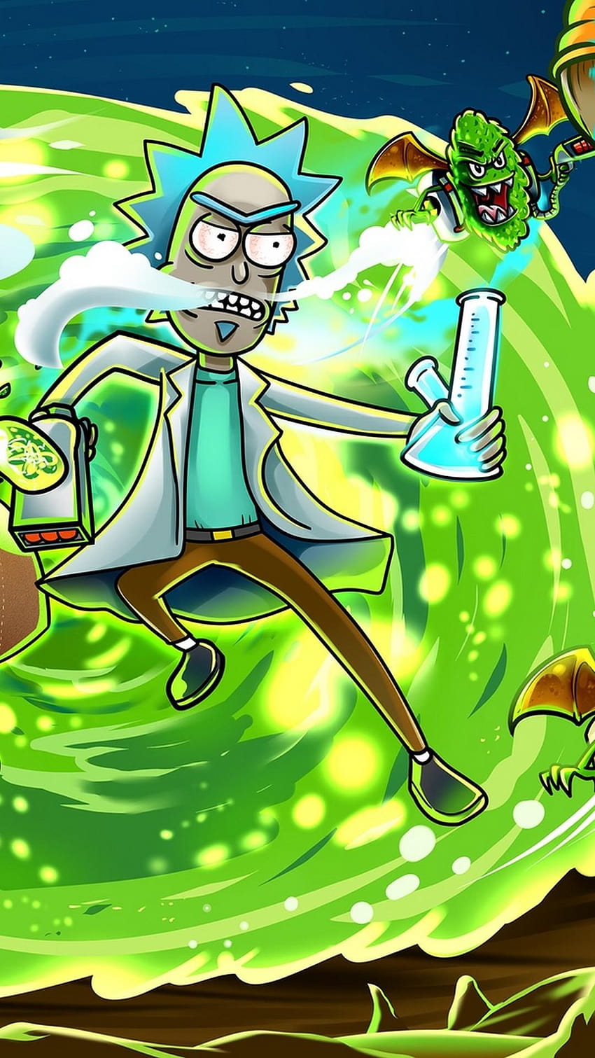 Unkraut Rick und Morty Hintergründe, Rick und Morty rauchen HD-Handy-Hintergrundbild