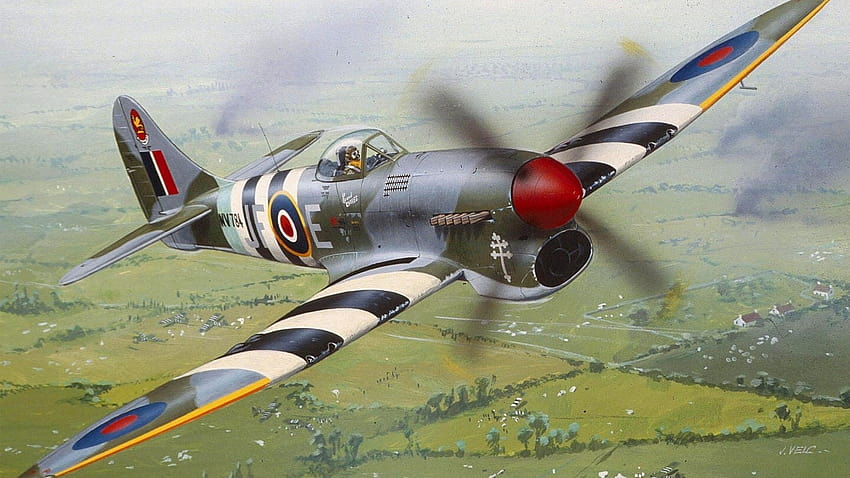 : 1920x1080 px, Flugzeug, D Day, Hawker Typhoon, Militärflugzeug, Zweiter Weltkrieg 1920x1080 HD-Hintergrundbild