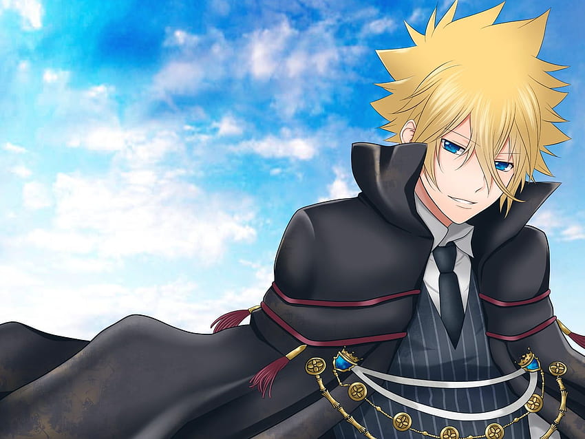 Short blonde haired man in black cape anime character illustration, blonde anime male HD wallpaper