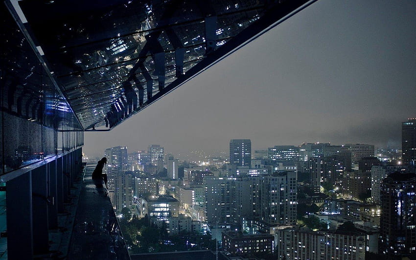 Les lumières de la métropole, la hauteur de la nuit de la ville. Android Fond d'écran HD