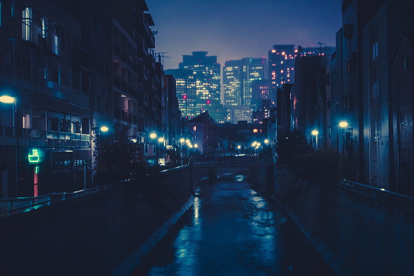 : Japón, ciudad, Paisaje urbano, noche, Asia, reflexión, linterna, horizonte, rascacielos, azul, noche, Mañana, oscuridad, metrópoli, ligero, centro de la ciudad, oscuridad, área urbana, área metropolitana, Asentamiento humano 1280x853, Japón azul fondo de pantalla