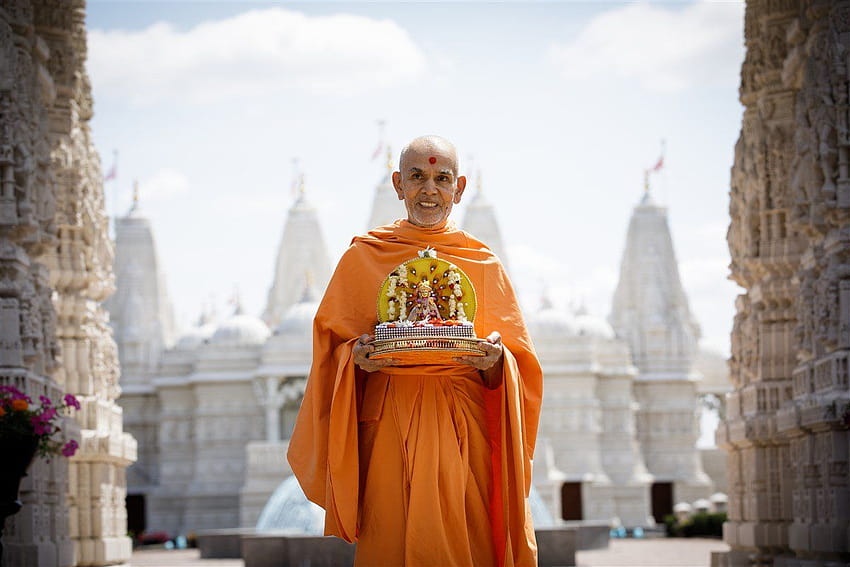 BAPS Shri Swaminarayan Mandir, mahant swami maharaj Sfondo HD